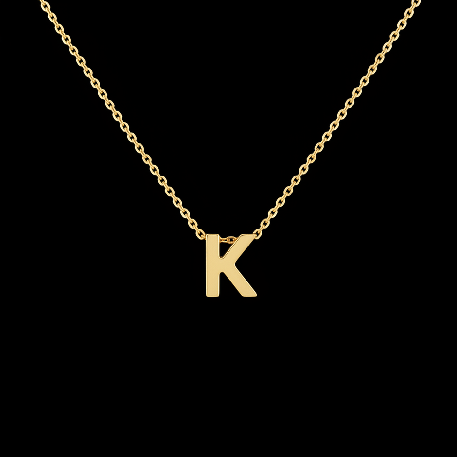 Gold Initial Letter K Necklace