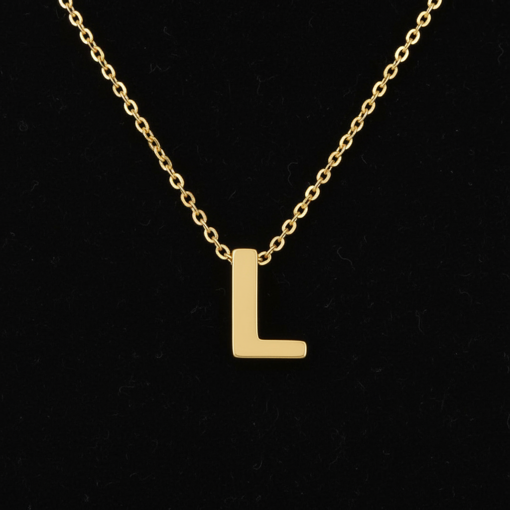 Gold Initial Letter L Necklace