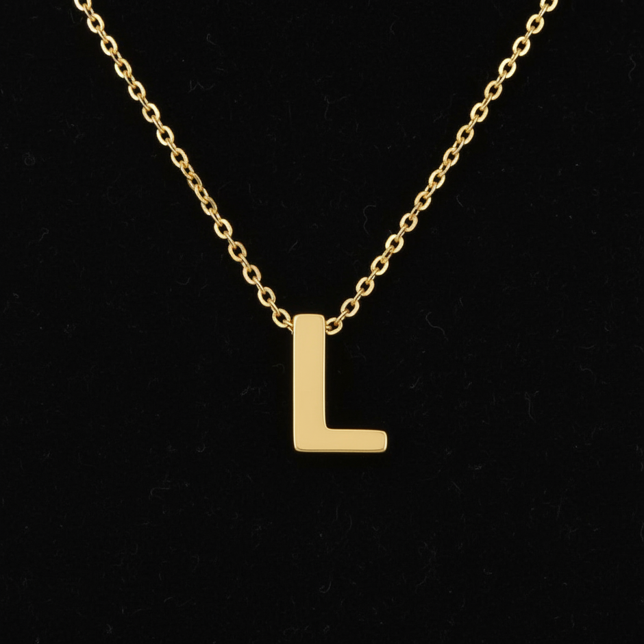 Gold Initial Letter L Necklace