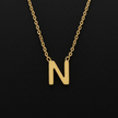 Gold Initial Letter N Necklace