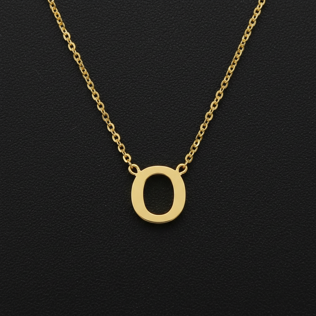Gold Initial Letter O Necklace