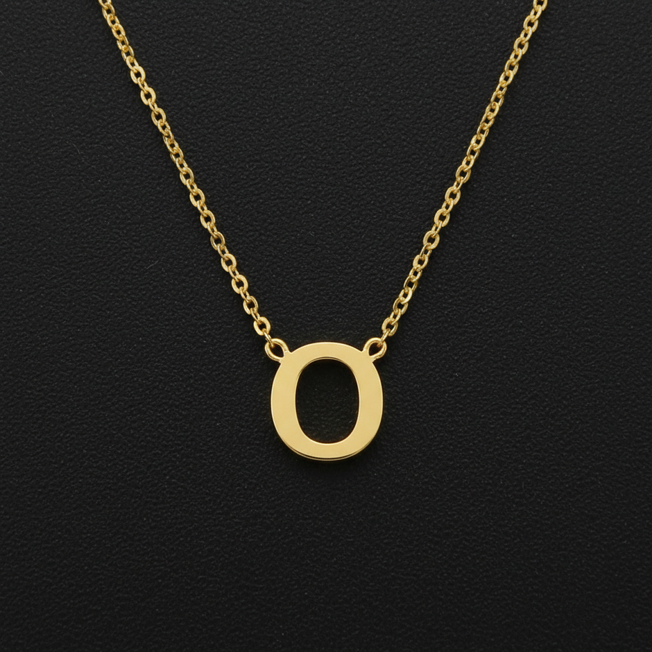 Gold Initial Letter O Necklace