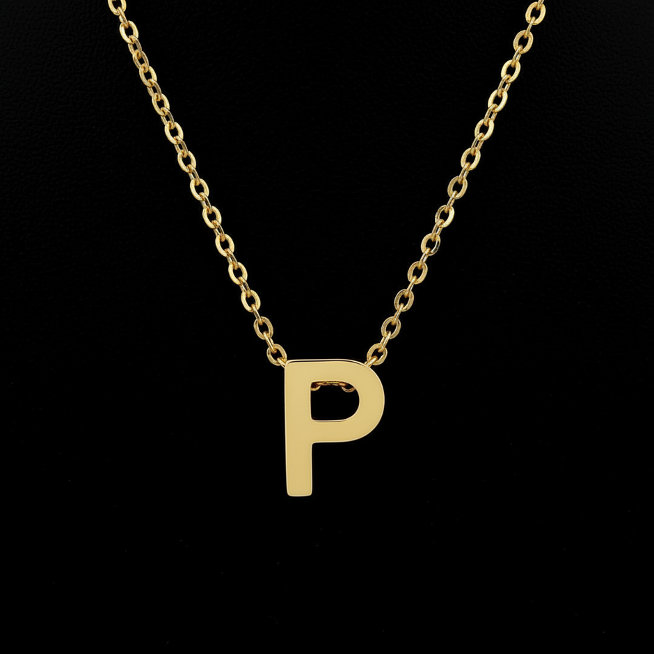 Gold Initial Letter P Necklace