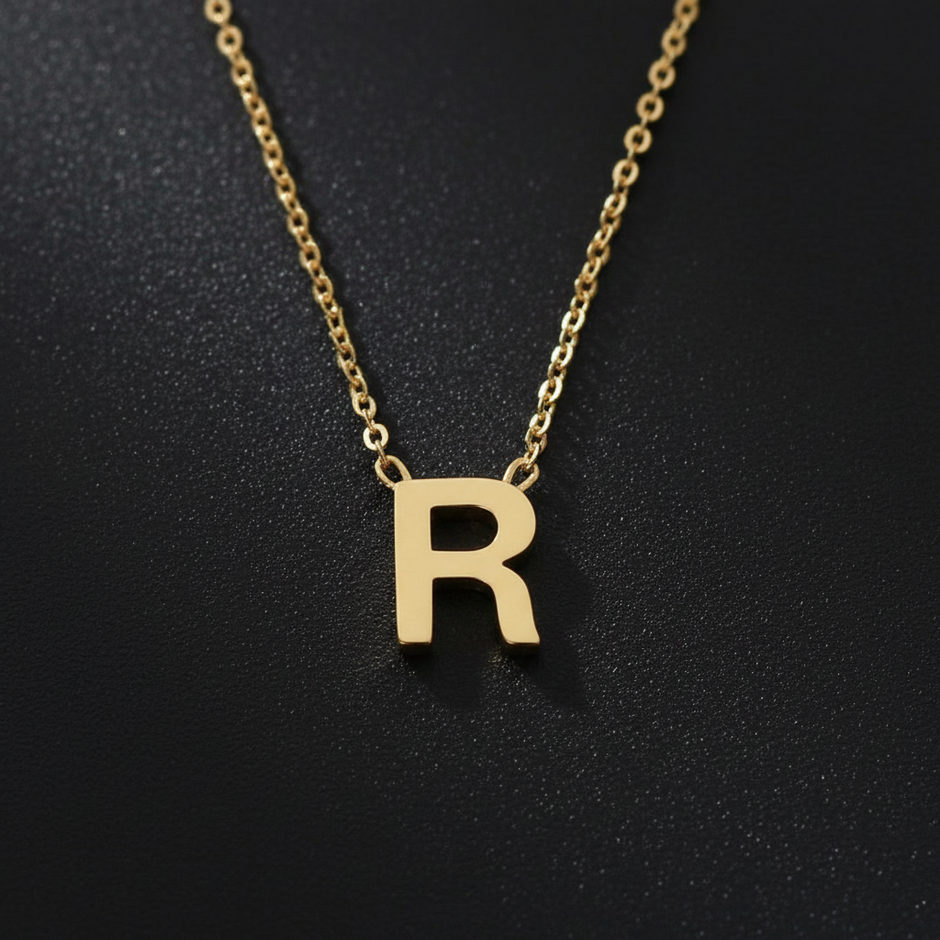 Gold Initial Letter R Necklace