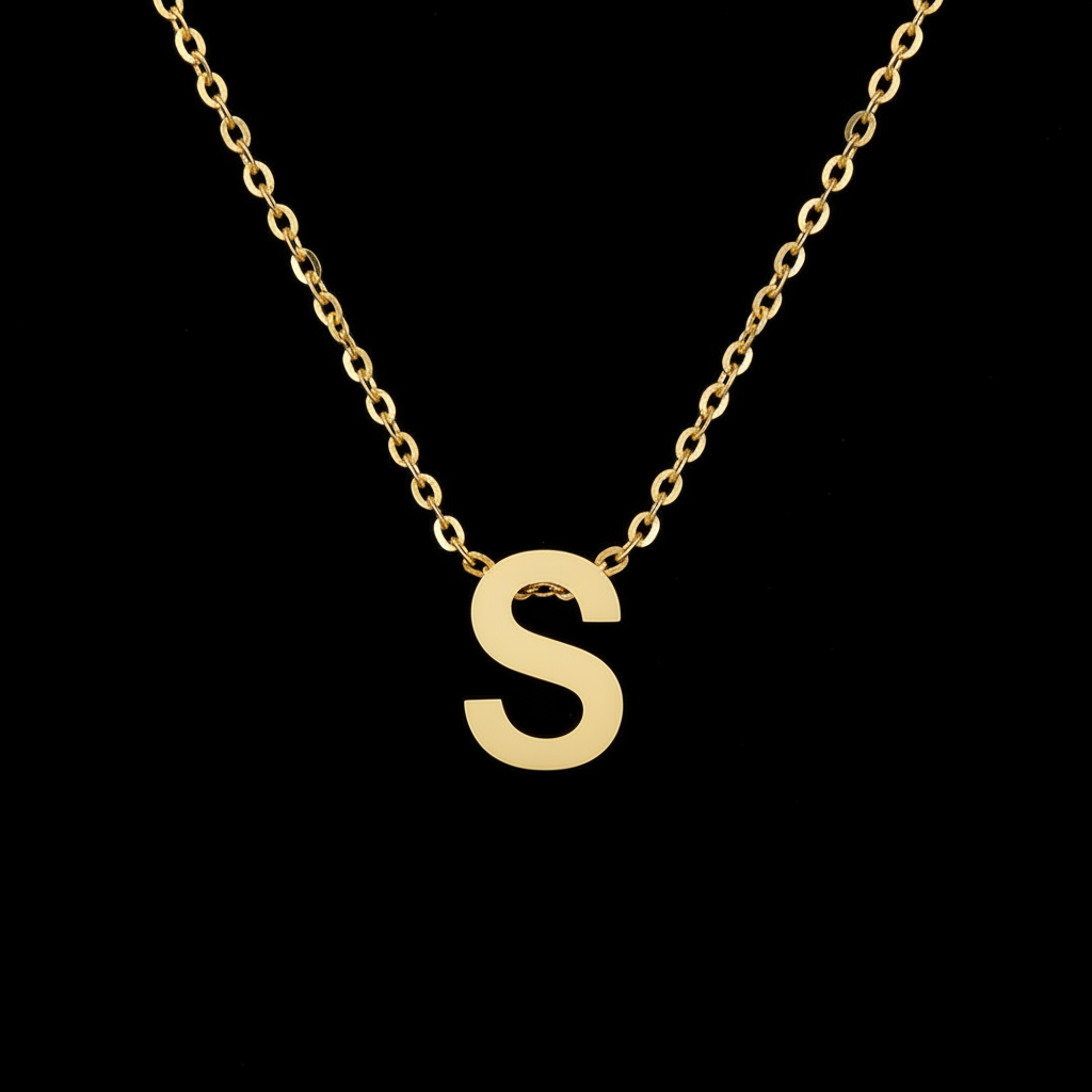 Gold Initial Letter S Necklace