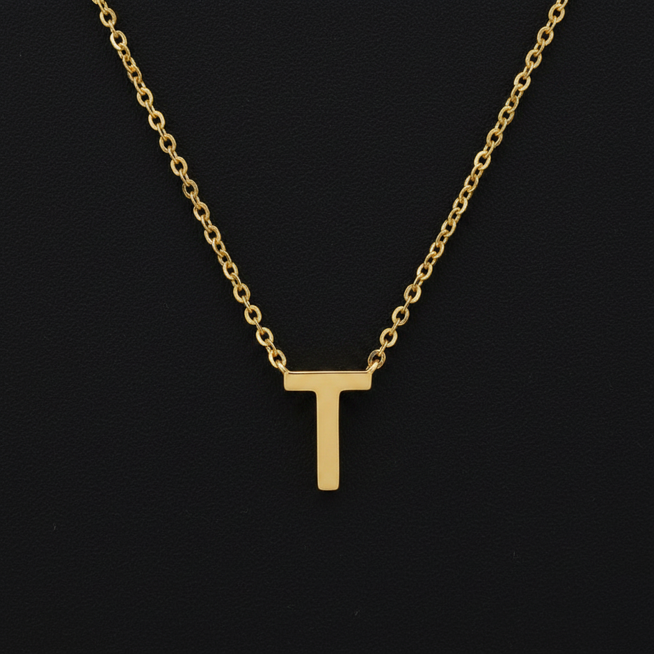 Gold Initial Letter T Necklace