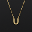 Gold Initial Letter U Necklace