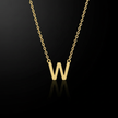 Gold Initial Letter W Necklace