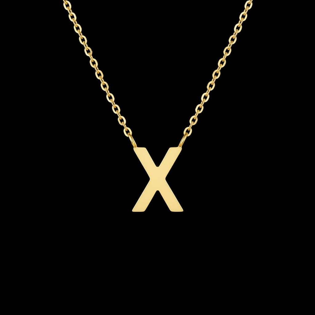 Gold Initial Letter X Necklace