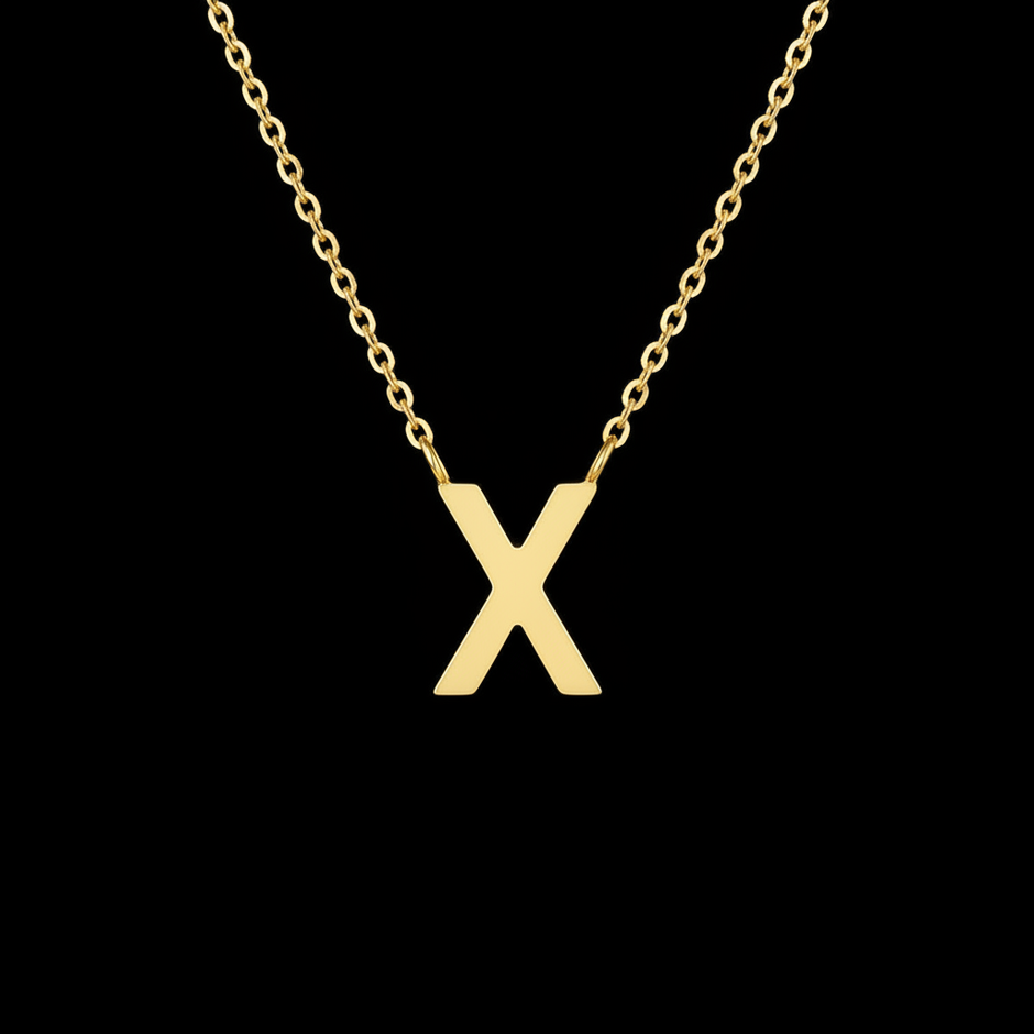 Gold Initial Letter X Necklace
