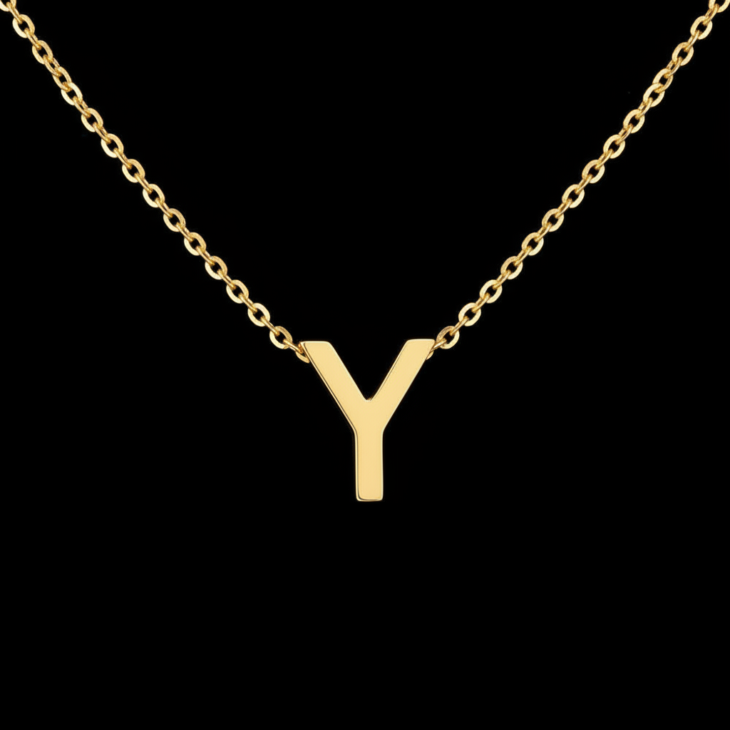 Gold Initial Letter Y Necklace