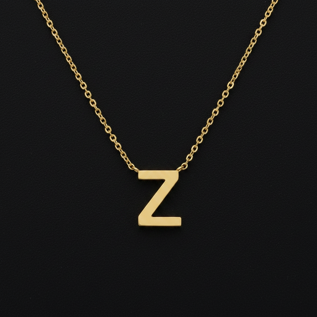 Gold Initial Letter Z Necklace