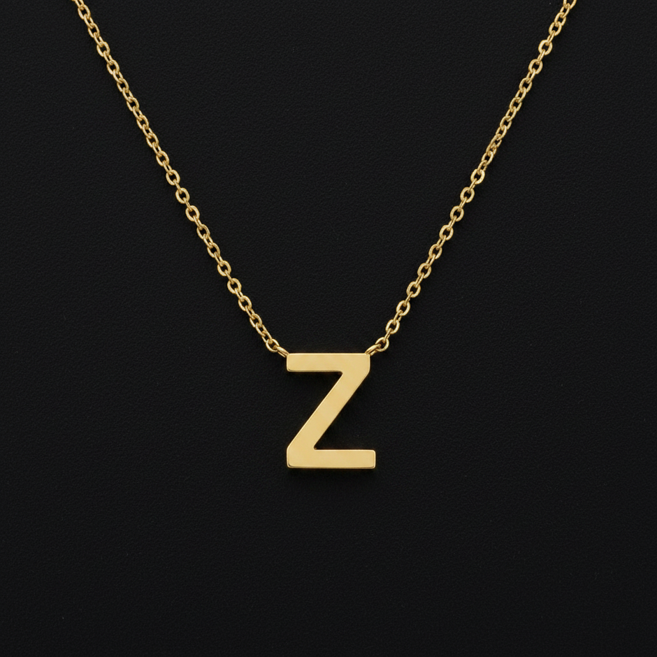 Gold Initial Letter Z Necklace