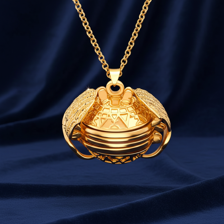 Gold Locket - Navy Velvet