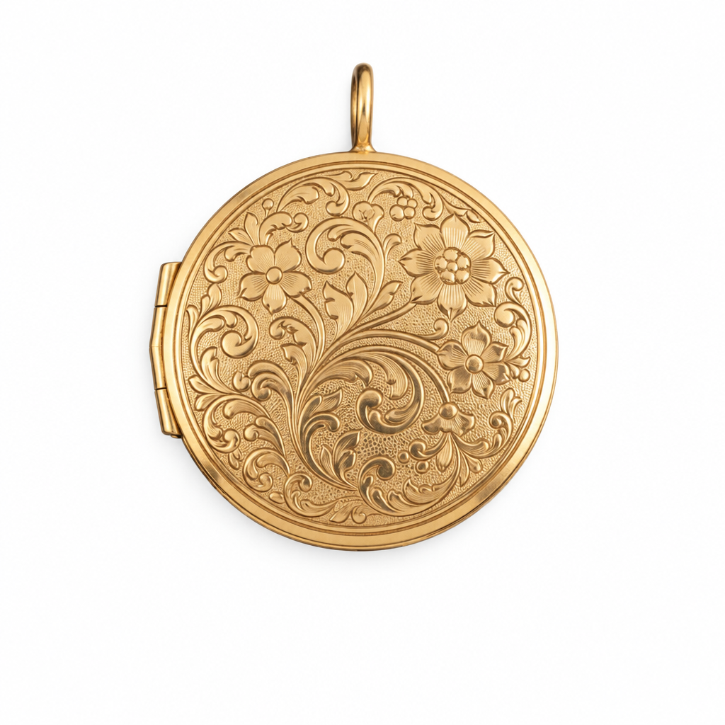 Gold locket on white, image 4