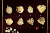 Gold Lockets with Chain Borders, Baby's Breath and Ladybug