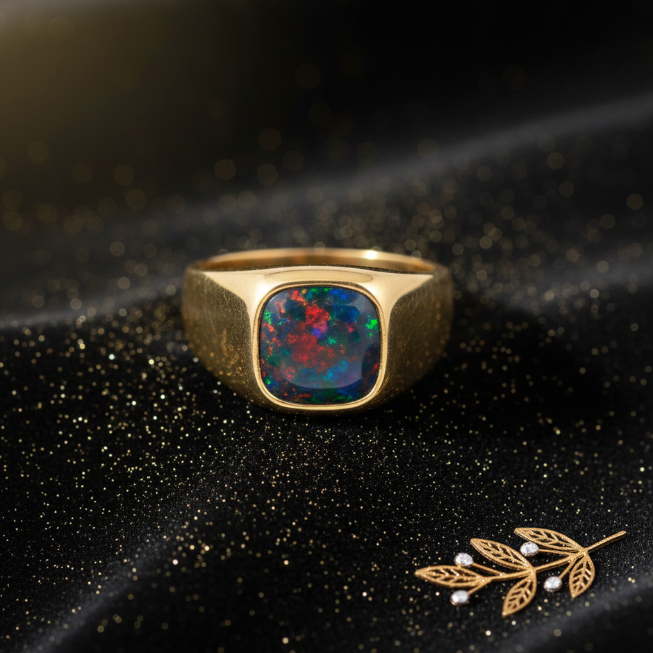 Gold Opal Ring – V3 Dust + Floral