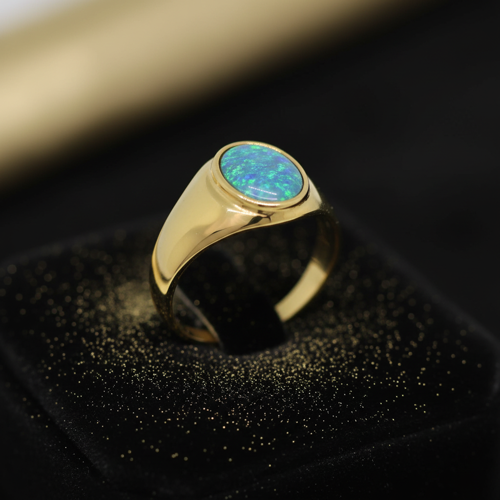 Gold Opal Signet Ring – V2 Gold Dust
