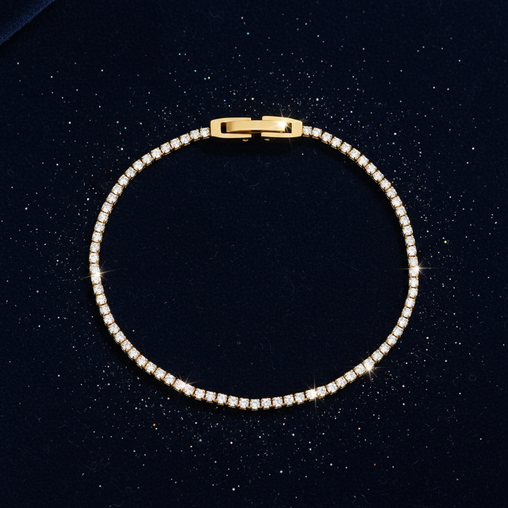 Gold Tennis Bracelet - Navy Dust