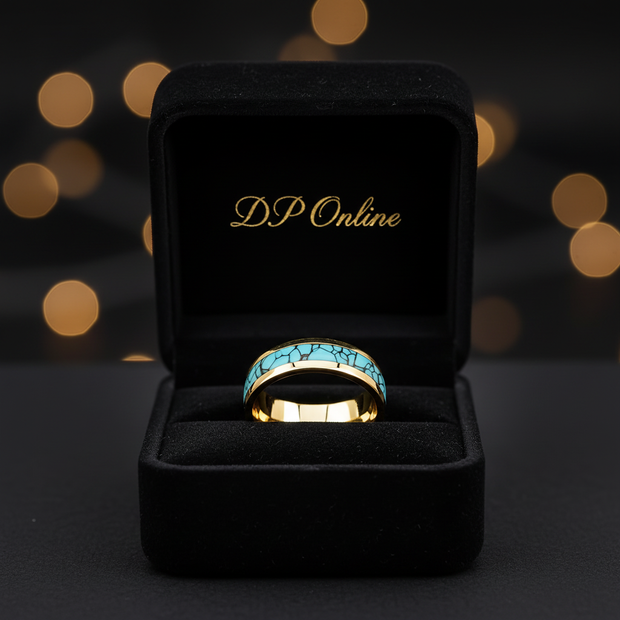 Gold Turquoise Ring - Black Box