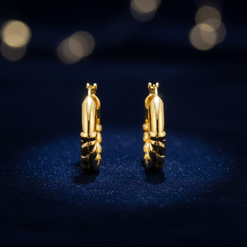 Gold Twist Hoop Earrings V1