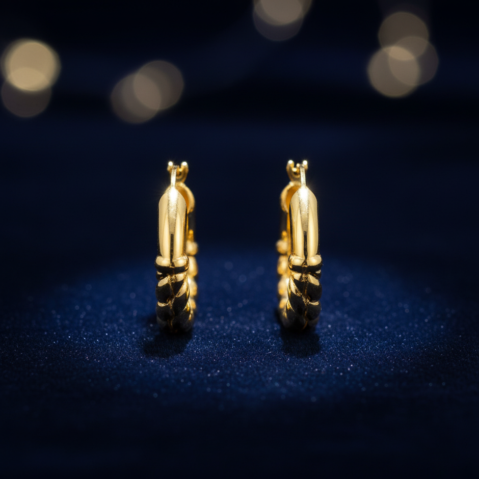 Gold Twist Hoop Earrings V1