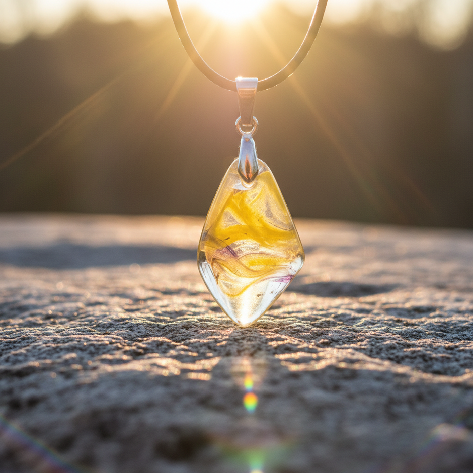 Golden Yellow Crystal Pendant Close Up