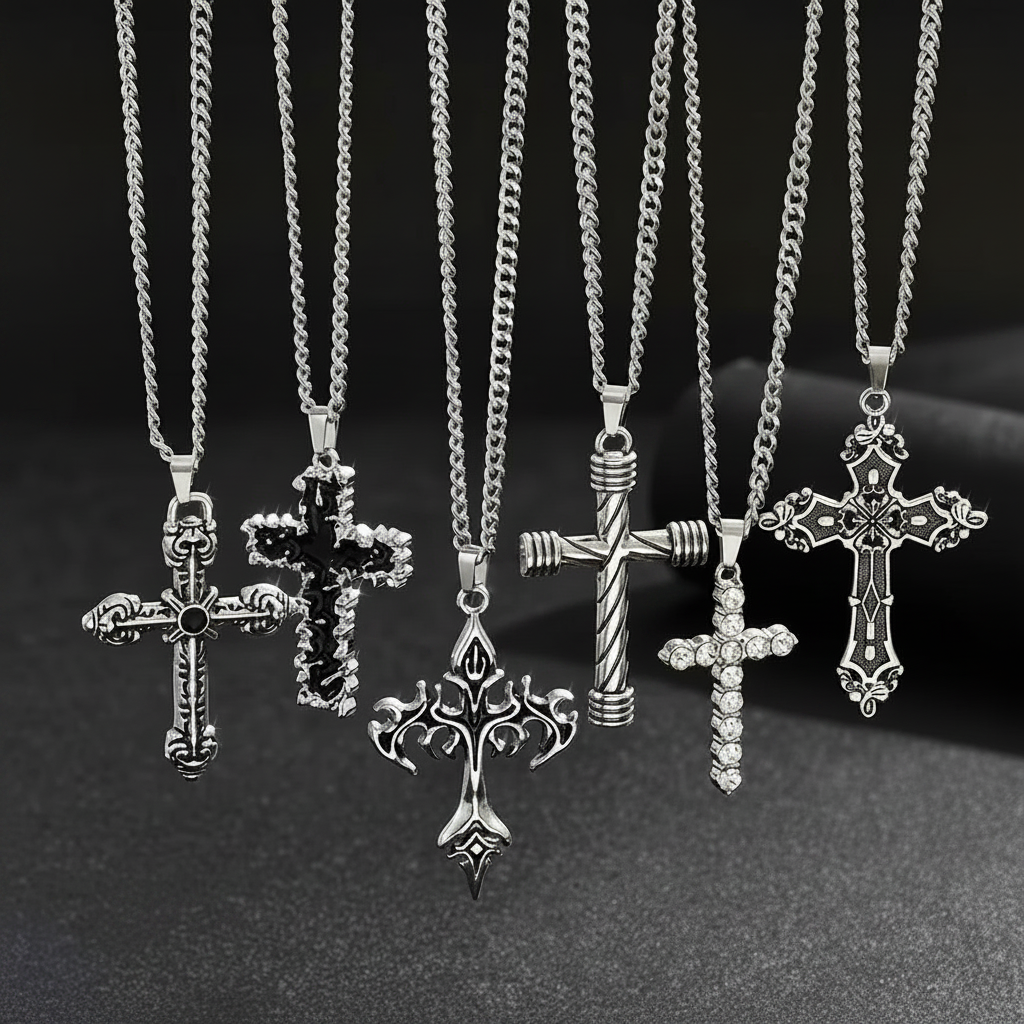 Gothic Cross Pendants Group Shot - No Text