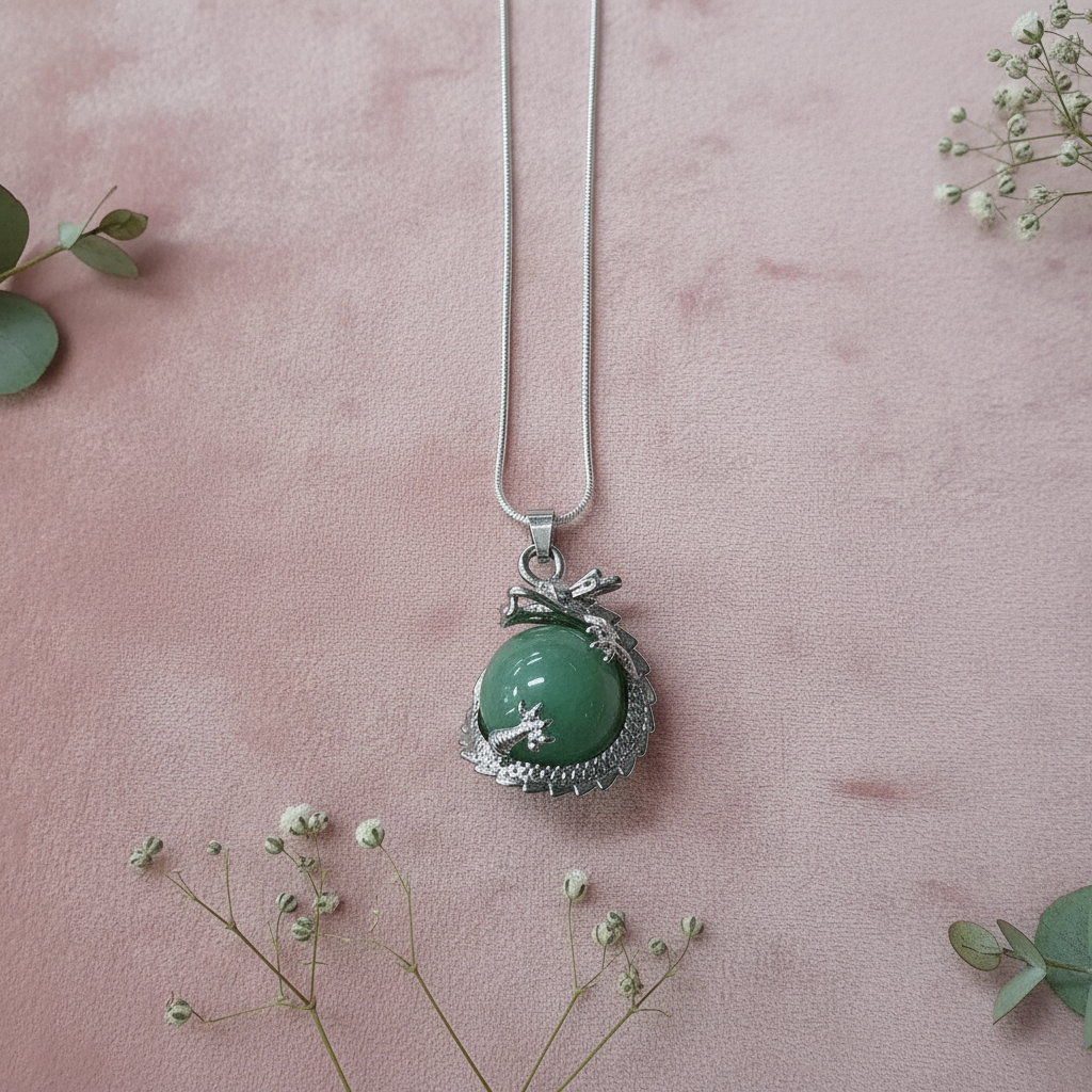 Green Aventurine Dragon Orb Pendant