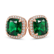 18ct Rose Gold 1ct Square Emerald Moissanite Stud Earrings
