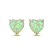 18ct Gold 6mm Green Opal Heart Stud Earrings