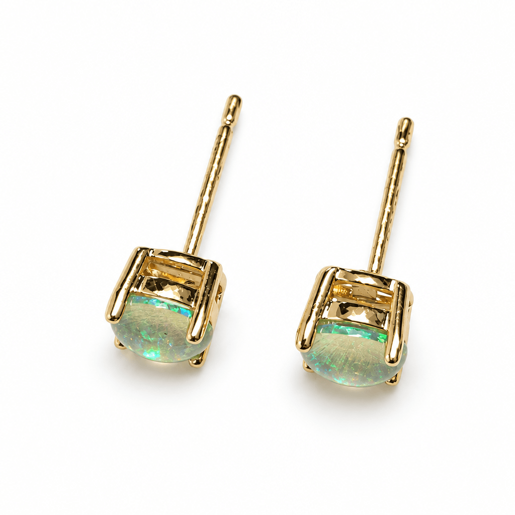Green opal studs on white background 2
