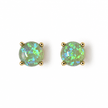 Women's 6mm 18ct Gold Green Opal Stud Earrings