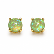 Women's 6mm 18ct Gold Green Opal Stud Earrings