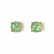Women's 6mm 18ct Gold Green Opal Stud Earrings