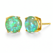 Women's 6mm 18ct Gold Green Opal Stud Earrings