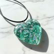 Green Resin Heart Glitter Pendant