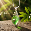 Green shell charm close-up with visible interior details - v3
