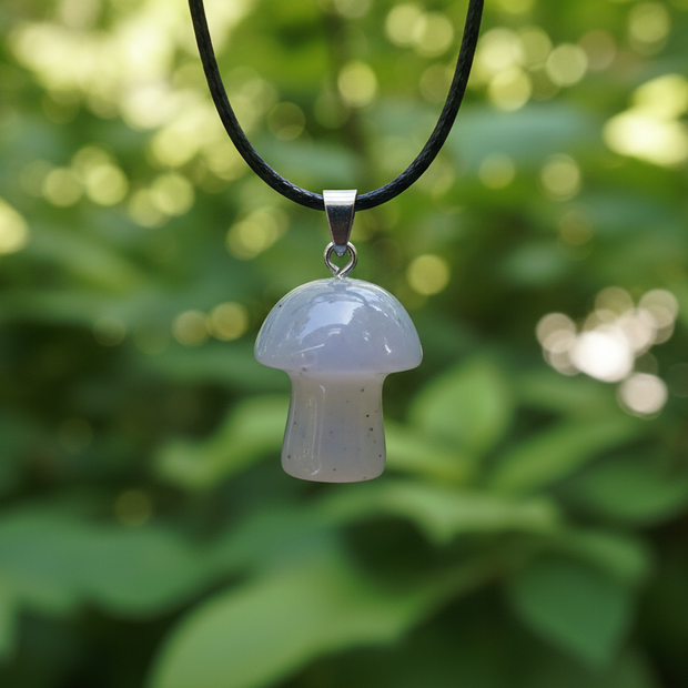 Grey Agate Mushroom Pendant – Greenery