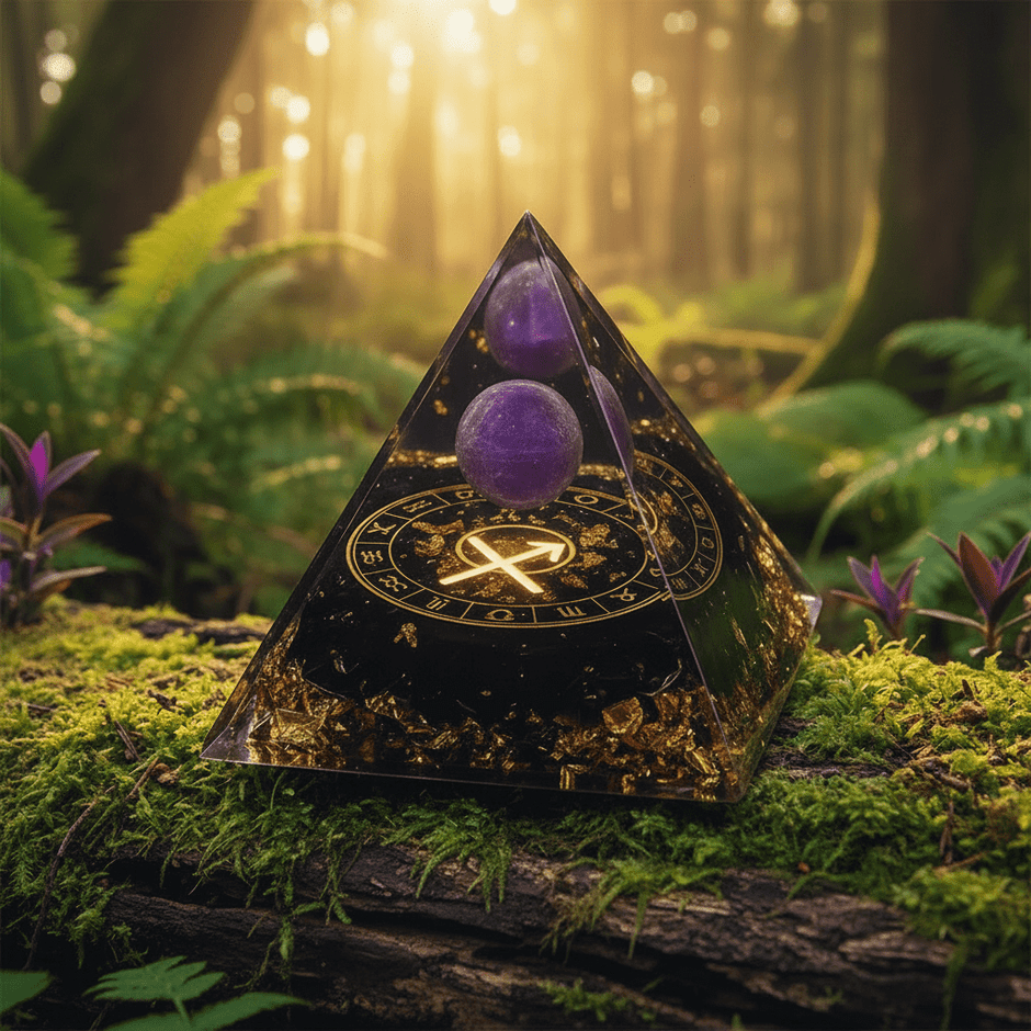 Handcrafted Amethyst Star Sign Crystal Stone Resin Pyramid - DP Online