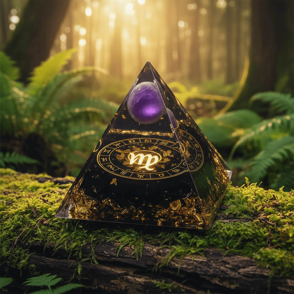 Handcrafted Amethyst Star Sign Crystal Stone Resin Pyramid - DP Online