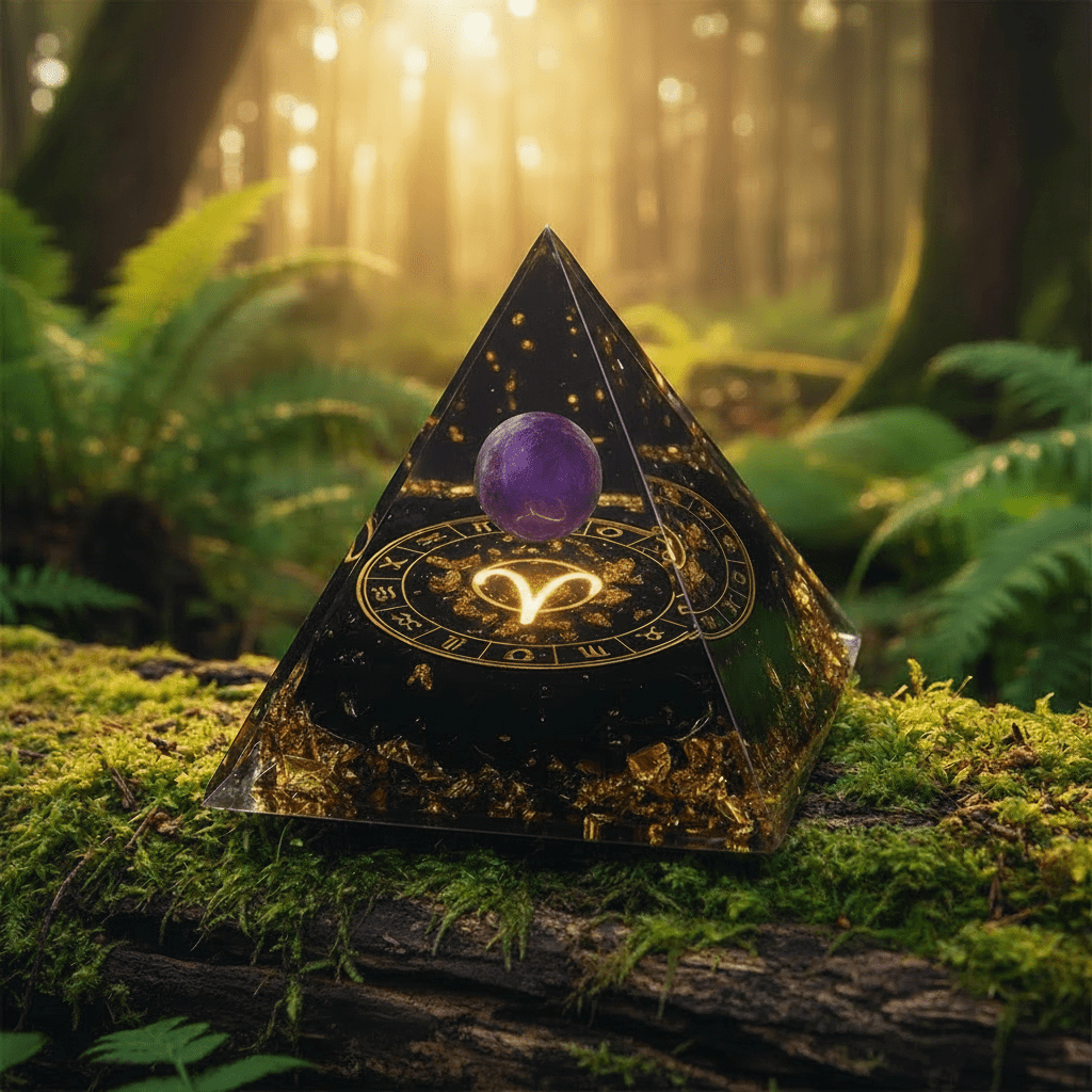 Handcrafted Amethyst Star Sign Crystal Stone Resin Pyramid - DP Online