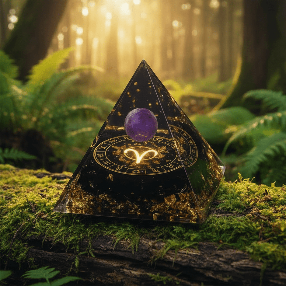 Handcrafted Amethyst Star Sign Crystal Stone Resin Pyramid - DP Online