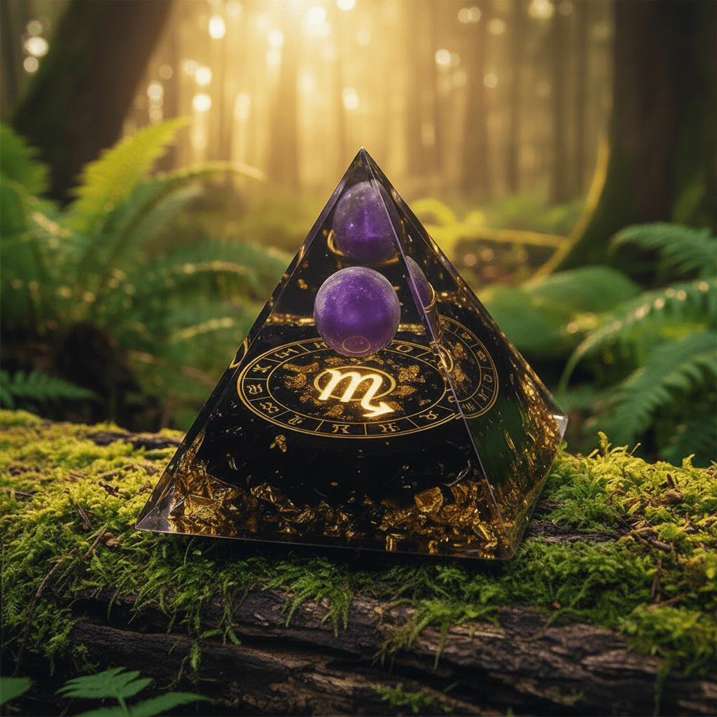 Handcrafted Amethyst Star Sign Crystal Stone Resin Pyramid - DP Online