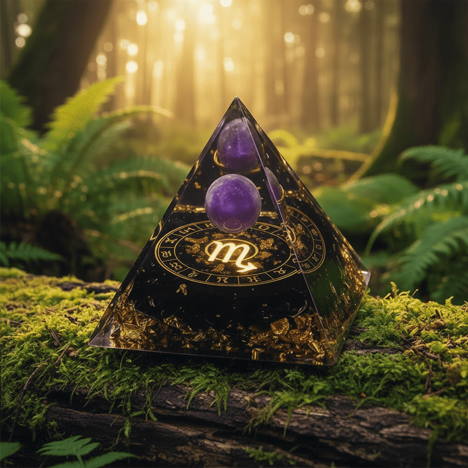 Handcrafted Amethyst Star Sign Crystal Stone Resin Pyramid - DP Online