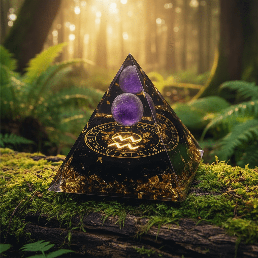 Handcrafted Amethyst Star Sign Crystal Stone Resin Pyramid - DP Online