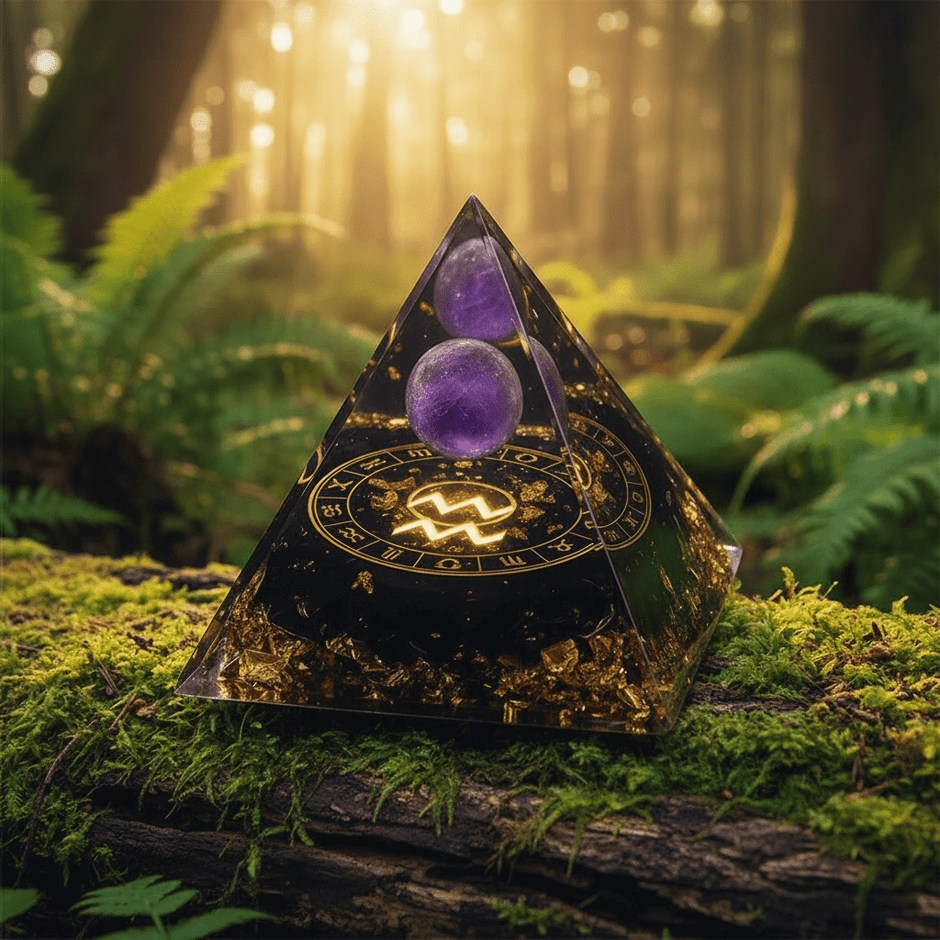 Handcrafted Amethyst Star Sign Crystal Stone Resin Pyramid - DP Online