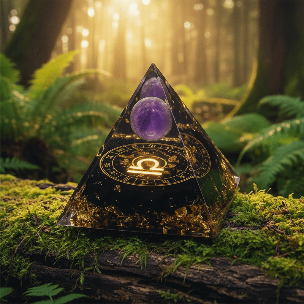 Handcrafted Amethyst Star Sign Crystal Stone Resin Pyramid - DP Online