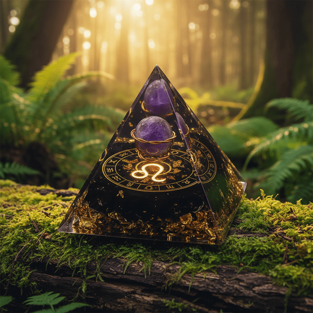 Handcrafted Amethyst Star Sign Crystal Stone Resin Pyramid - DP Online