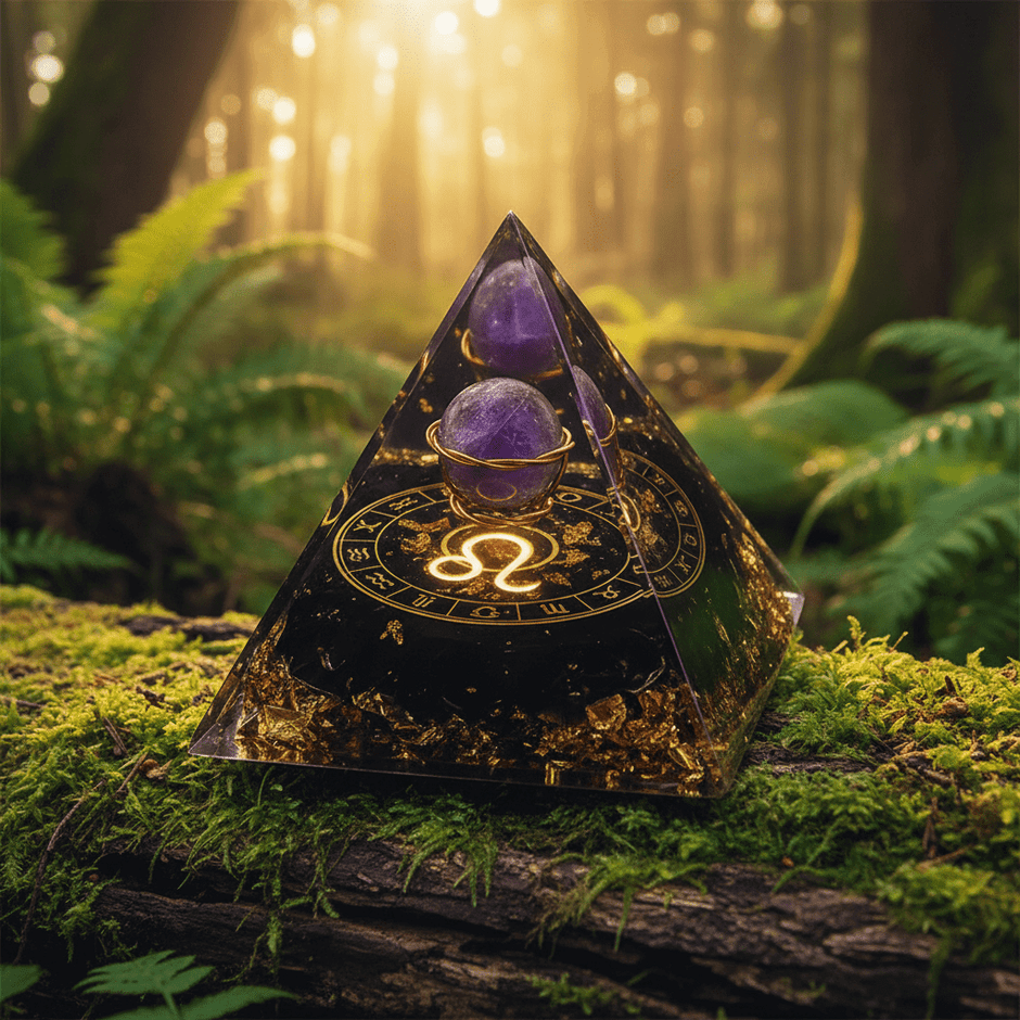Handcrafted Amethyst Star Sign Crystal Stone Resin Pyramid - DP Online
